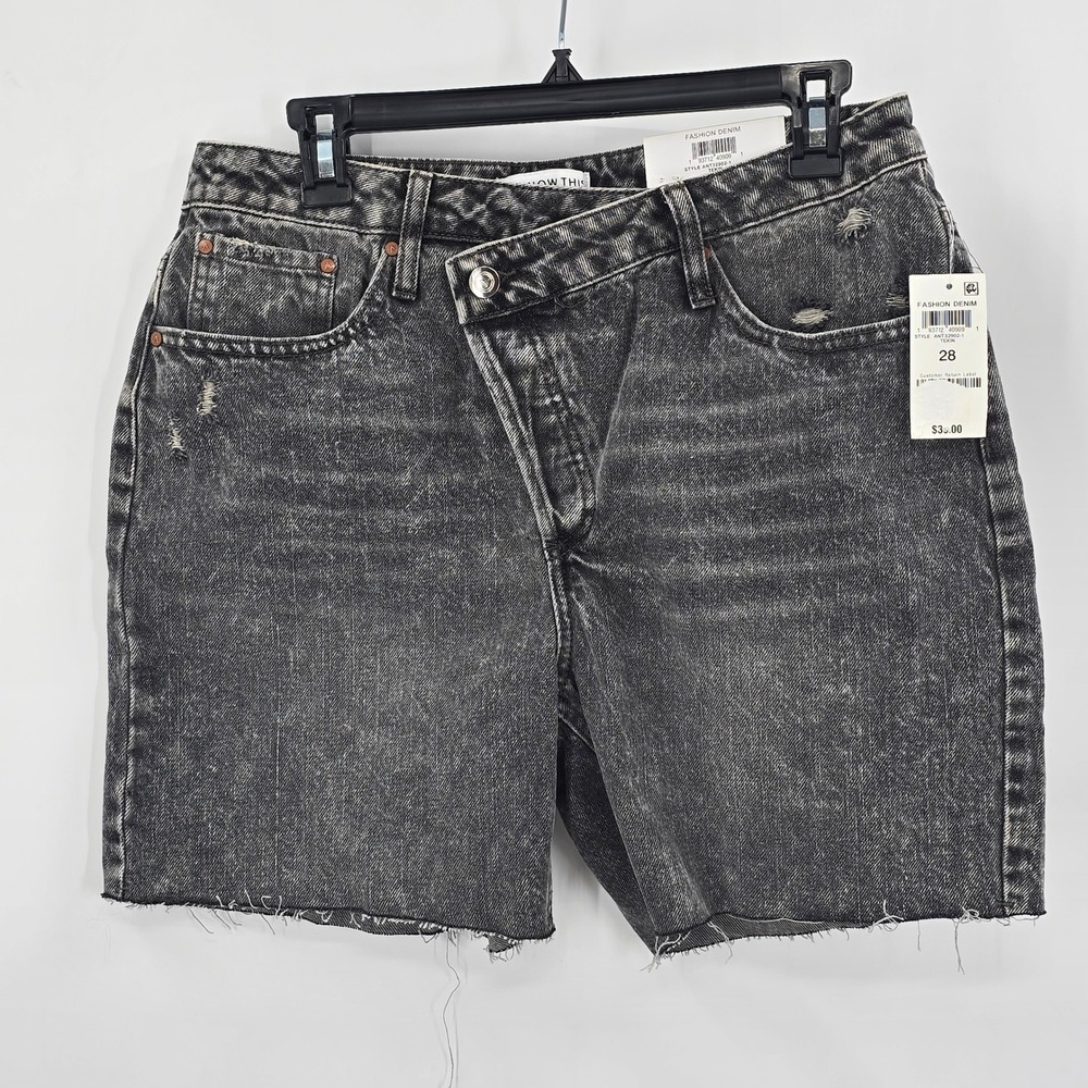 And Now This Womens Criss Cross High Rise Denim Shorts Black 28